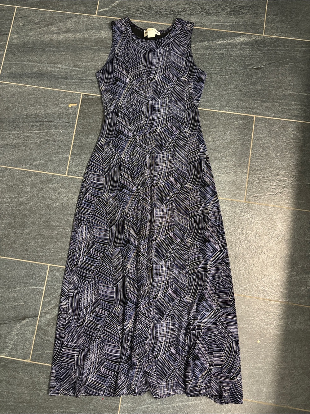 Vintage slinky black and navy maxi dress